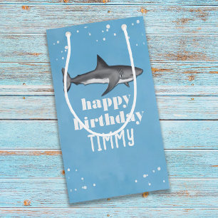 Sacola Para Presentes Pequena Feliz Aniversário, Brincadeira de Tubarões Azuis