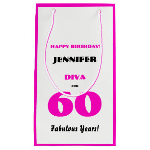 Sacola Para Presentes Pequena Feliz Aniversário Diva 60 Anos Fabulosos Rosa Quen