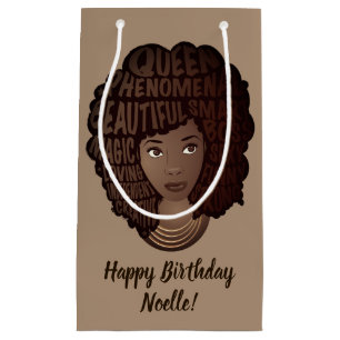 Sacola Para Presentes Pequena Feliz Aniversário Encorajando Mulheres Negras Cla