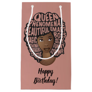 Sacola Para Presentes Pequena Feliz Aniversário, Encorajando Mulheres, Rosa