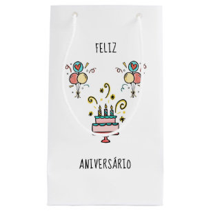 Sacola Para Presentes Pequena Feliz Aniversário Happy Birthday