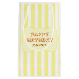 Sacola Para Presentes Pequena Feliz Aniversário Personalizado com Faixa Amarela