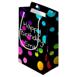 Sacola Para Presentes Pequena Feliz Aniversário Pontos de Arco-Íris