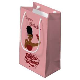 Sacola Para Presentes Pequena Feliz aniversário Selfie Queen!