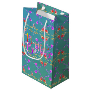 Sacola Para Presentes Pequena "Feliz aniversário!" Tipo Faberge