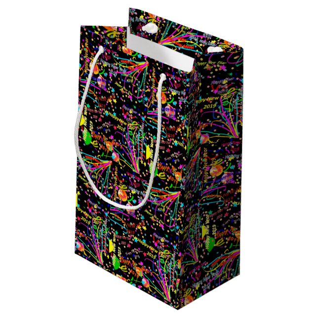 Sacola Para Presentes Pequena Feliz ano novo 2019 Gift Bag (Verso inclinado)