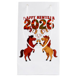 Sacola Para Presentes Pequena Feliz Ano Novo 2026 – Celebrando Cavalos com Champ