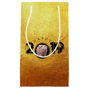 Sacola Para Presentes Pequena Feliz Ano PI 2019 Ouro 3D Original S Gift Bag 2