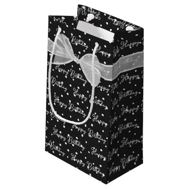 Sacola Para Presentes Pequena Feliz Arco De Aniversário Nas Bolinhas (Verso inclinado)