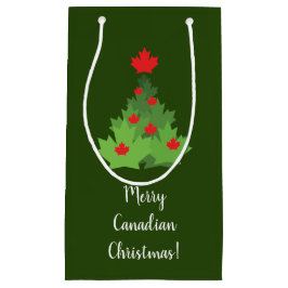 Sacola Para Presentes Pequena Feliz canadense Maple Leaf Flag Christmas