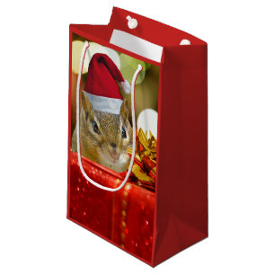 Sacola Para Presentes Pequena Feliz Chipmunk Feliz Natal