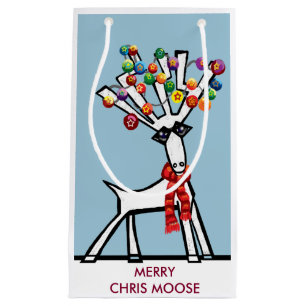 Sacola Para Presentes Pequena Feliz Chris Moose ou rena