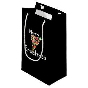 Sacola Para Presentes Pequena Feliz Crustmas Pizza Natal