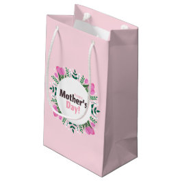 Sacola Para Presentes Pequena Feliz Dia das Mães Tulipas Rosa