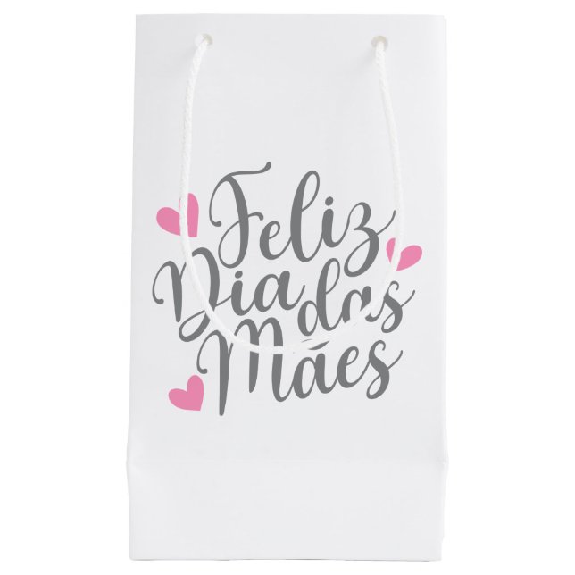 Sacola Para Presentes Pequena Feliz Dia de as mães Dia Das Mães| Saco Presente (Frente)