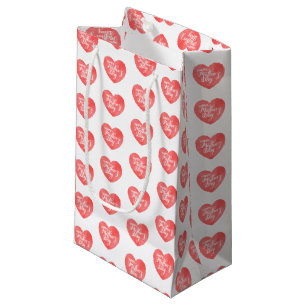 Sacola Para Presentes Pequena Feliz dia de as mães no coração cor-de-rosa, coraç