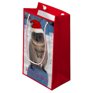 Sacola Para Presentes Pequena Feliz Festivo Quokka na Praia da Austrália