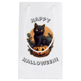 Sacola Para Presentes Pequena Feliz Halloween Gato Preto 