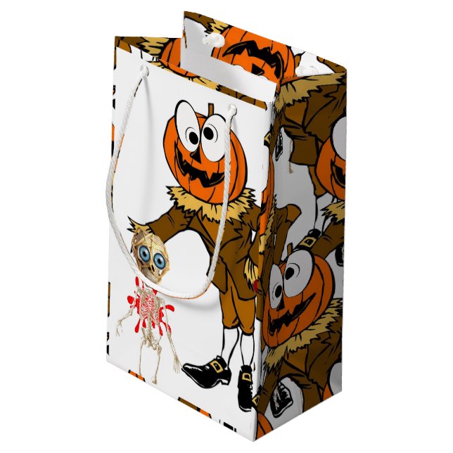 Sacola Para Presentes Pequena Feliz Halloween Gift Bag (Verso inclinado)