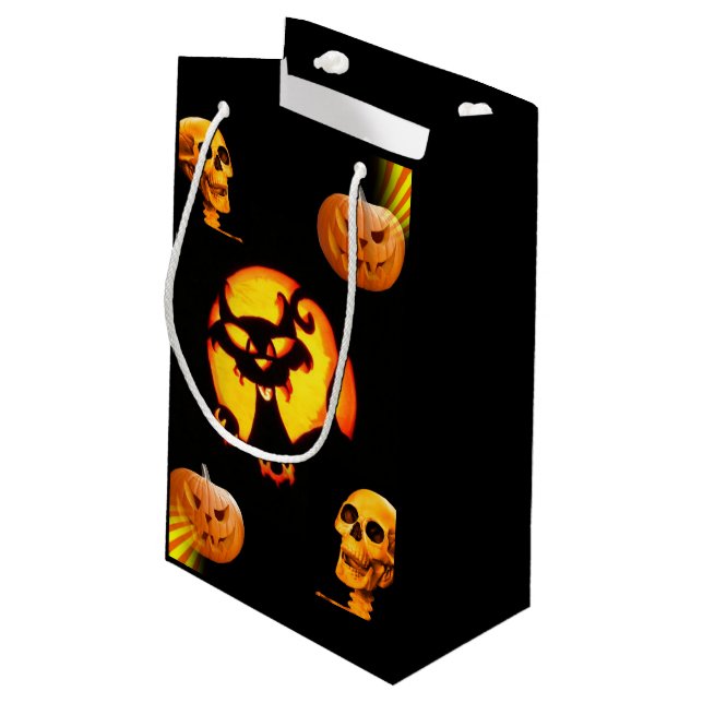 Sacola Para Presentes Pequena Feliz Halloween Gift Bag (Verso inclinado)