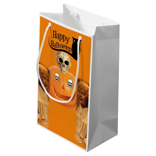 Sacola Para Presentes Pequena Feliz Halloween Gift Bag (Verso inclinado)