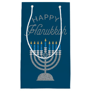 Sacola Para Presentes Pequena Feliz Hanukkah Glitter