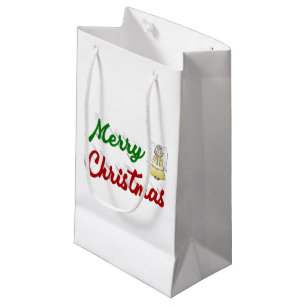 Sacola Para Presentes Pequena Feliz Natal Angel red script verde