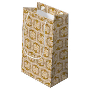 Sacola Para Presentes Pequena Feliz Natal Arco Dourado Vintage Desenho Incluso
