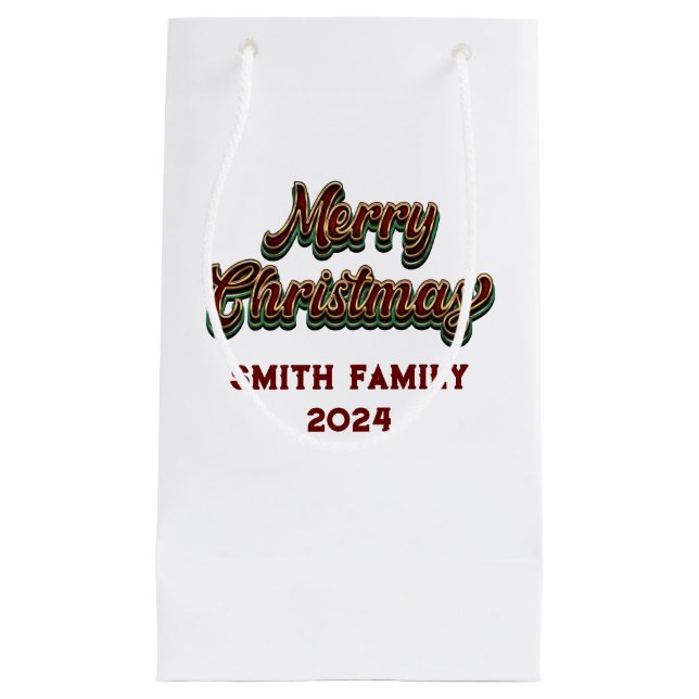 Sacola Para Presentes Pequena Feliz Natal - Correspondência Familiar (Frente)