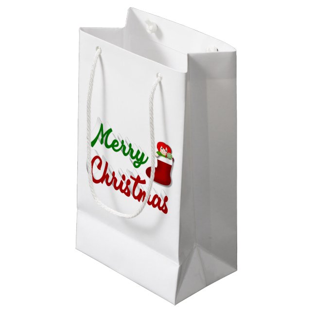 Sacola Para Presentes Pequena Feliz Natal - Escrevendo um roteiro vermelho (Frente inclinada)