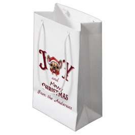 Sacola Para Presentes Pequena Feliz Natal Joy Bonito Bulldog Francês Holly