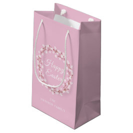 Sacola Para Presentes Pequena Feliz Páscoa Doce Salgueiro-Chato Aquarela Rosa