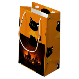 Sacola Para Presentes Pequena Feliz Saco de Presentes de Halloween, Gato Negro
