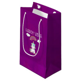 Sacola Para Presentes Pequena Feliz Vibes Typografia Cute Smiling Unicorn