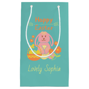 Sacola Para Presentes Pequena felz pascoa Coelho Rosa Pequeno Saco para Presente