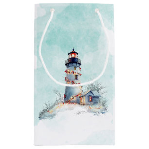 Sacola Para Presentes Pequena Feriado Costeiro do Farol de Natal