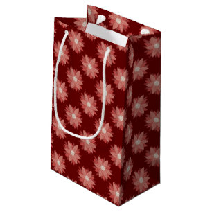 Sacola Para Presentes Pequena Feriado de Luxo Sustentável Maroon Poinsettia