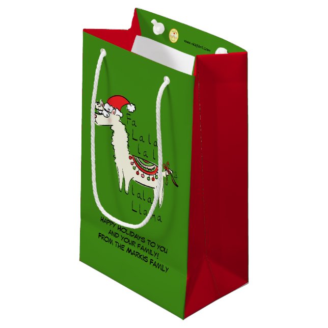 Sacola Para Presentes Pequena Feriado de Natal Engraçado Llama (Frente inclinada)