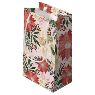 Sacola Para Presentes Pequena Feriado de Poinsettia no Natal Elegante moderno