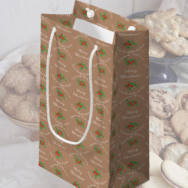 Sacola Para Presentes Pequena Feriado Editável Baking Gift Brown Feliz Natal