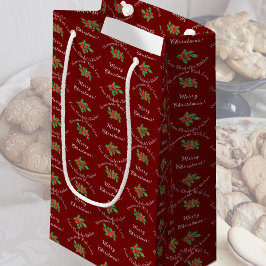 Sacola Para Presentes Pequena Feriado Editável Baking Gift Red Felry Natal