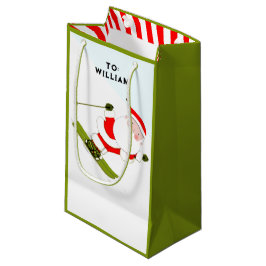 Sacola Para Presentes Pequena Feriado Engraçado de Esqui Skier