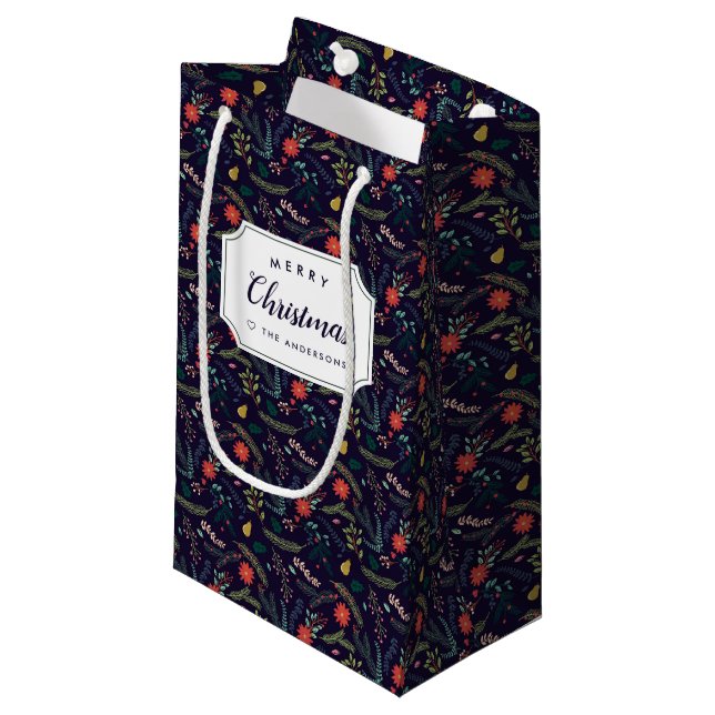 Sacola Para Presentes Pequena Feriado Personalizado de Folhagem Joyful (Frente inclinada)