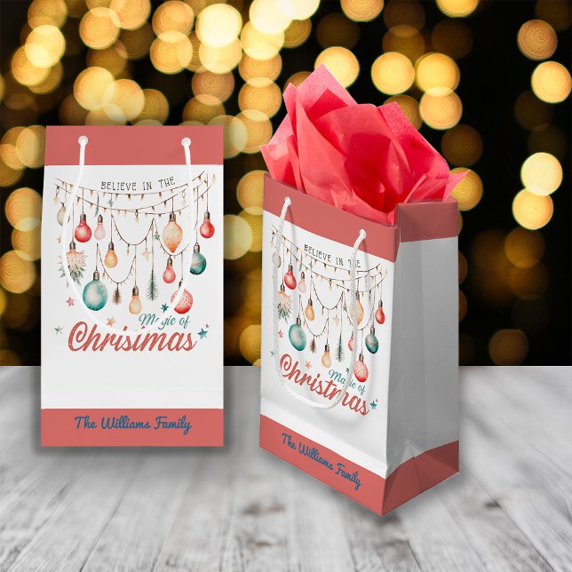 Sacola Para Presentes Pequena Feriados de inverno Nome Personalizado da Magia de (Criador carregado)