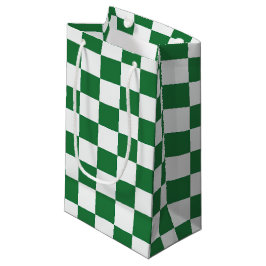 Sacola Para Presentes Pequena Férias em Xadrez Verde e Branco