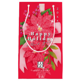 Sacola Para Presentes Pequena Férias Felizes Logotipo Empresarial Ano Novo Verme