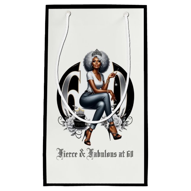 Sacola Para Presentes Pequena Feroz e Fabulosa aos 60 (Frente)