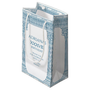 Sacola Para Presentes Pequena Festa à fantasia com padrão de meandro grego e col