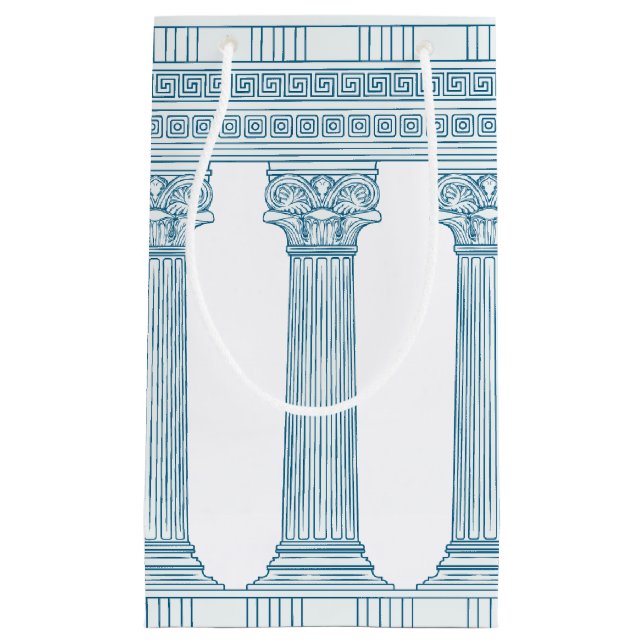 Sacola Para Presentes Pequena Festa à fantasia com padrão de meandro grego e col (Frente)