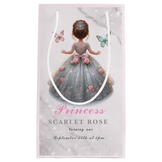 Sacola Para Presentes Pequena Festa de aniversário de conto de fadas da princesa (Frente)